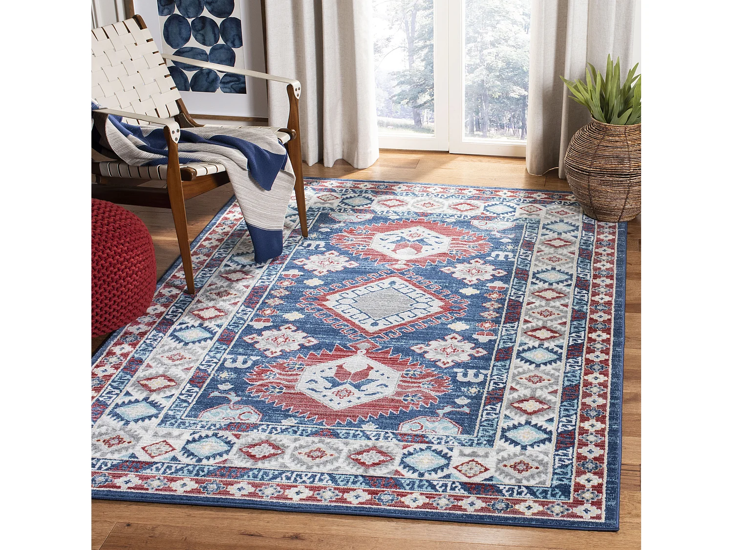 Tapis Bleu/Rouge 122 X 183 cm - Kathleen