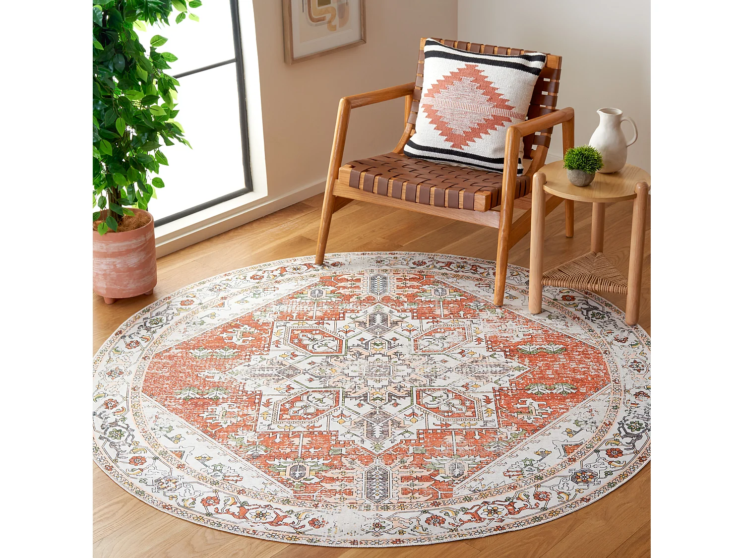 Tapis Ivoire/Rouille 183 X 183 cm - Denver