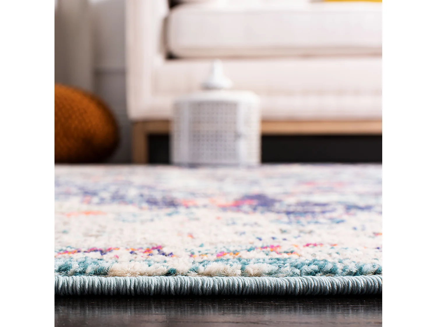Tapis Noir/Sarcelle 122 X 122 cm - Maia