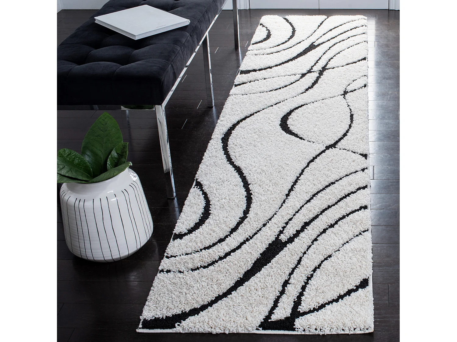 Tapis Ivoire/Noir 69 X 213 cm - Naples