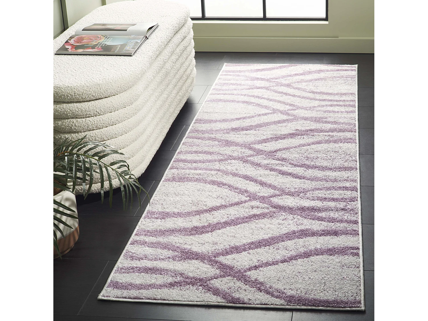 Tapis Neutre/Violet 76 X 244 cm - Leocadia