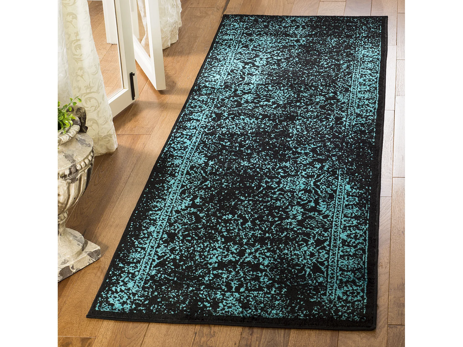 Tapis Noir/Sarcelle 76 X 183 cm - Lucinda
