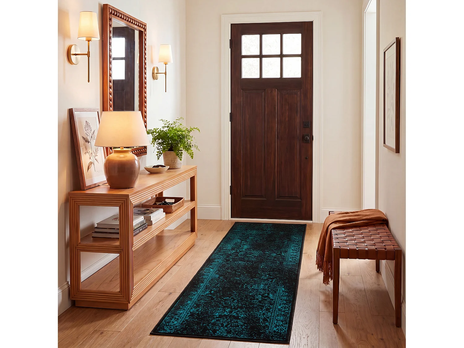 Tapis Noir/Sarcelle 76 X 183 cm - Lucinda