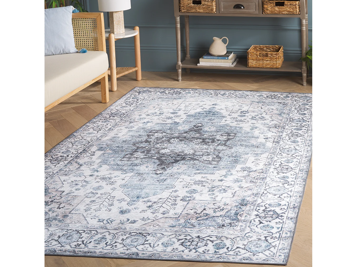 Tapis Ivoire/Bleu 152 X 244 cm - Coraline