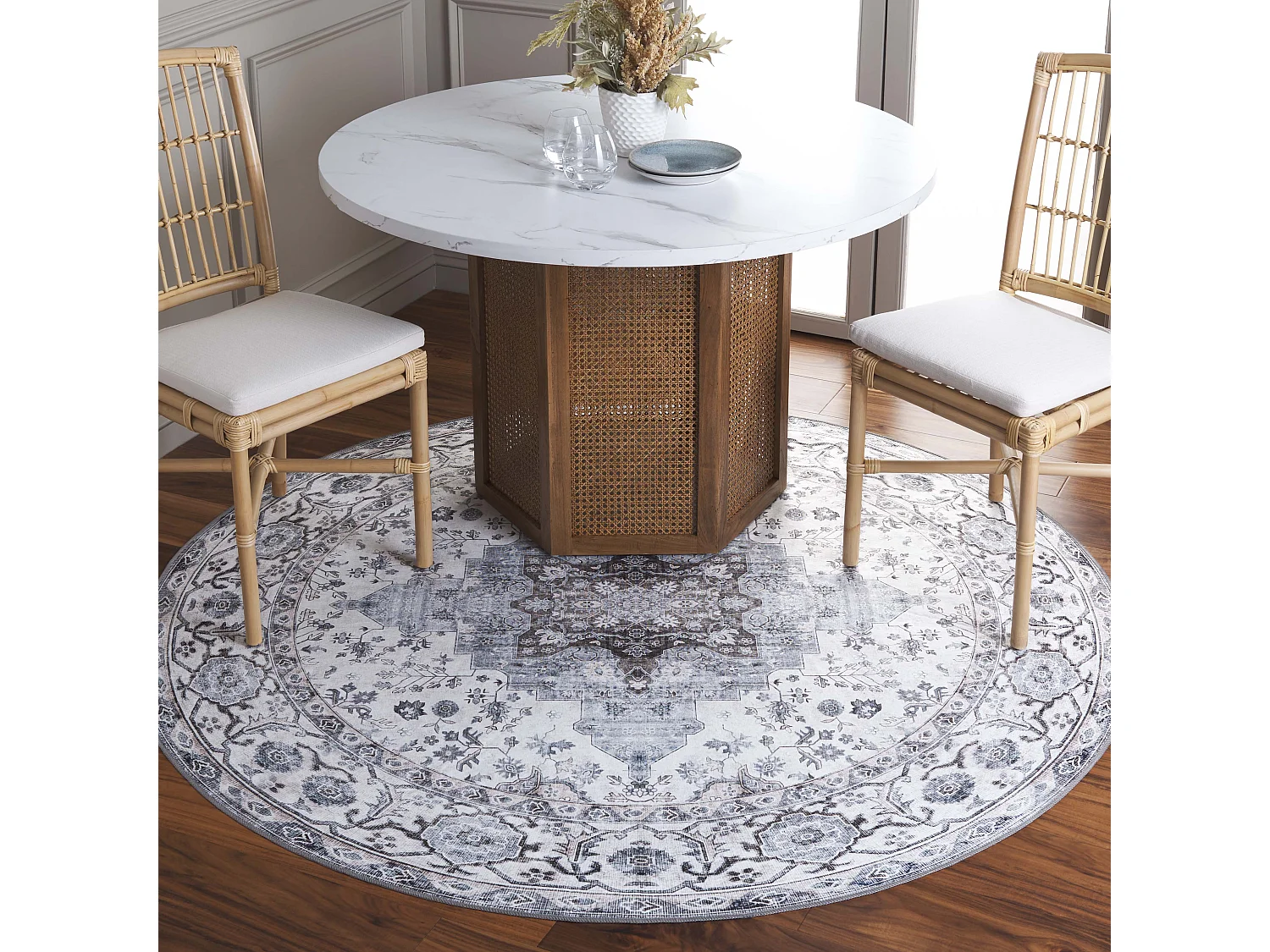 Tapis Ivoire/Bleu 183 X 183 cm - Coraline