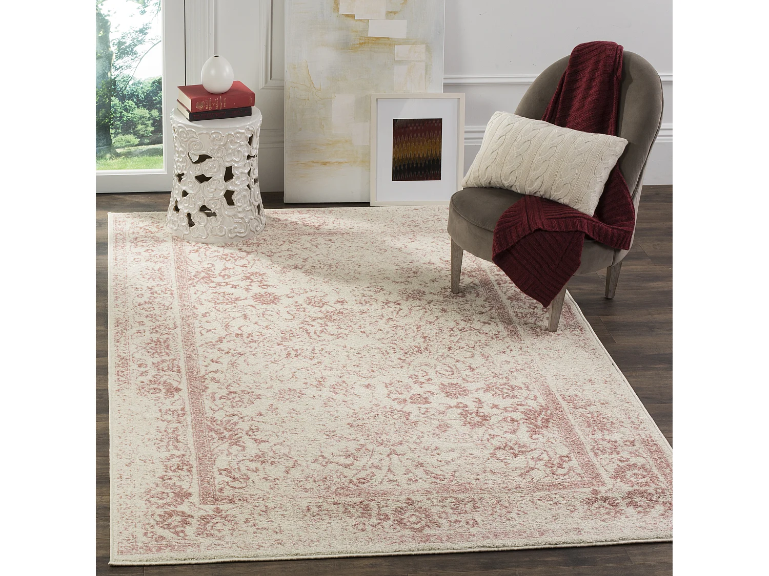 Tapis  Ivoire/Rose 155 X 229 cm - Lucinda
