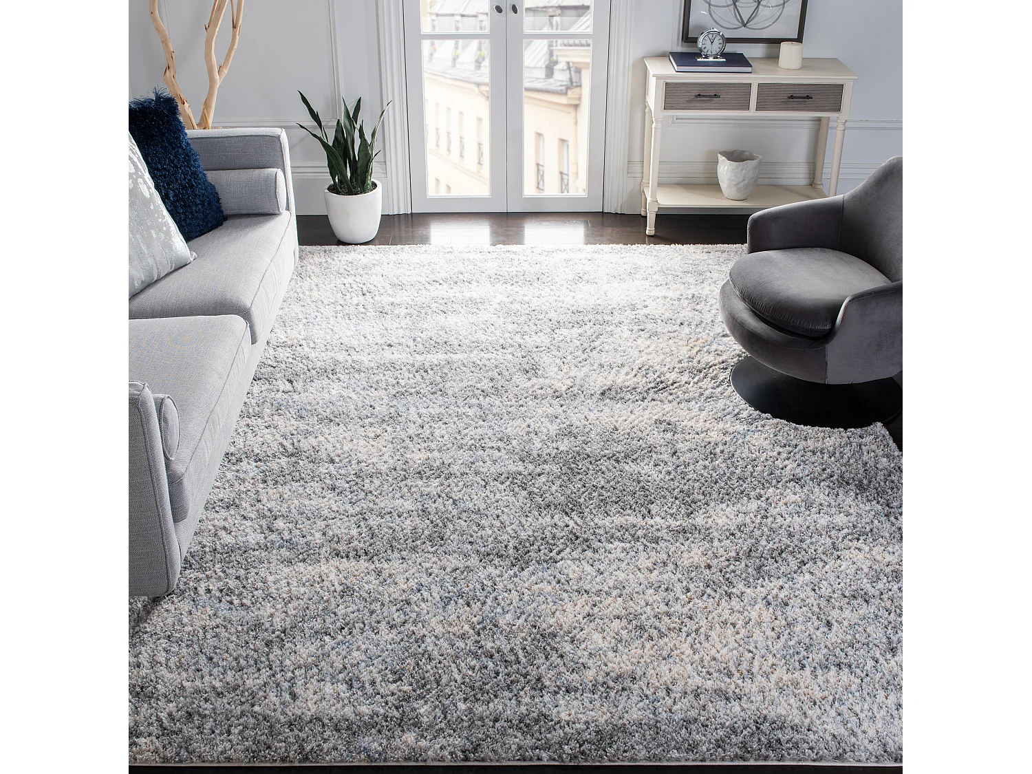 Tapis Gris Bleu/Crème 99 x 99 cm - Tiznit