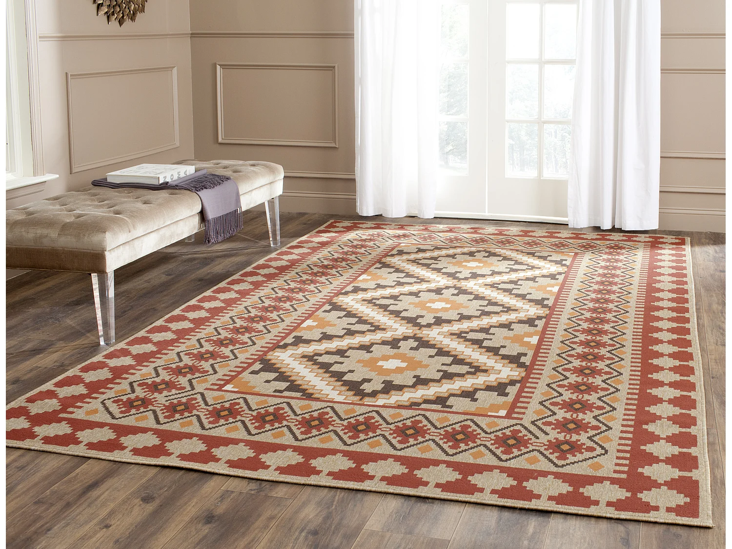 Tapis Rouge/Neutre 122 X 170 cm - Ratia