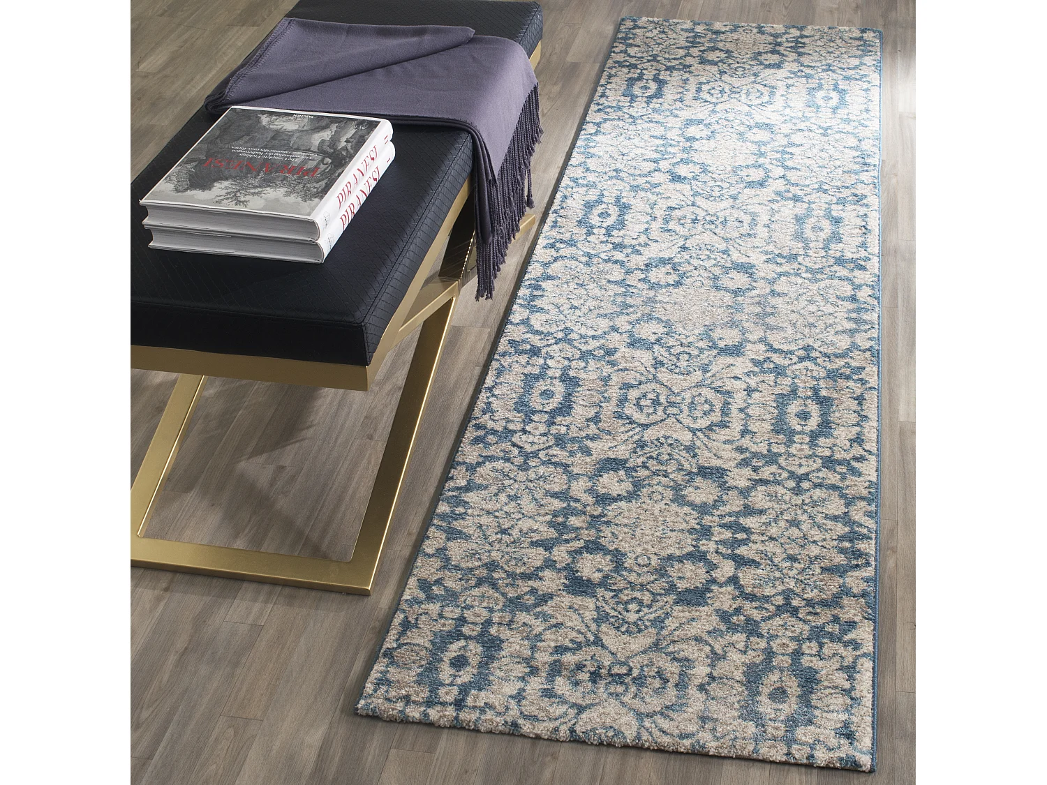 Tapis Bleu/Neutre 66 X 183 cm - Paros