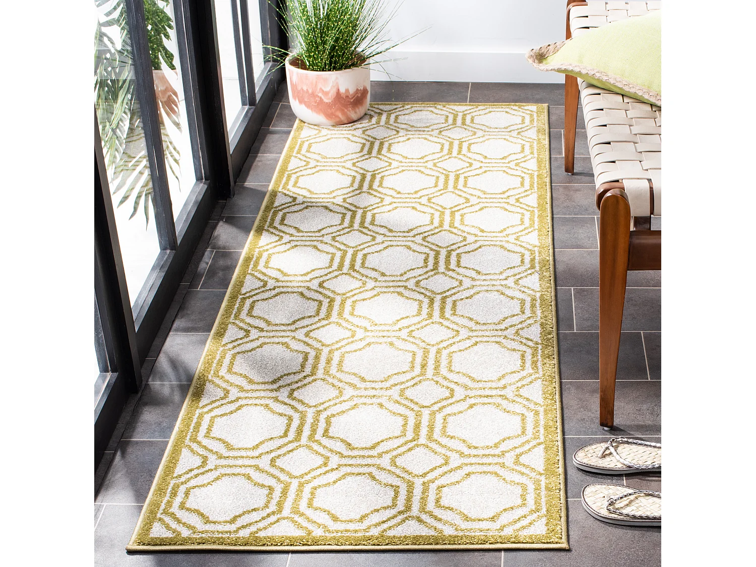 Tapis Neutre/Vert 76 X 122 cm - Ferrat