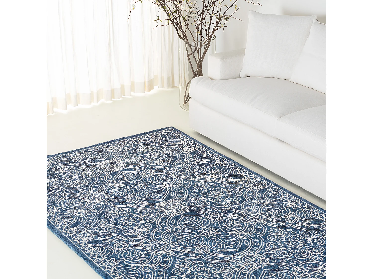 Tapis Bleu Marine Bleu/Neutre 152 X 244 cm - Avery