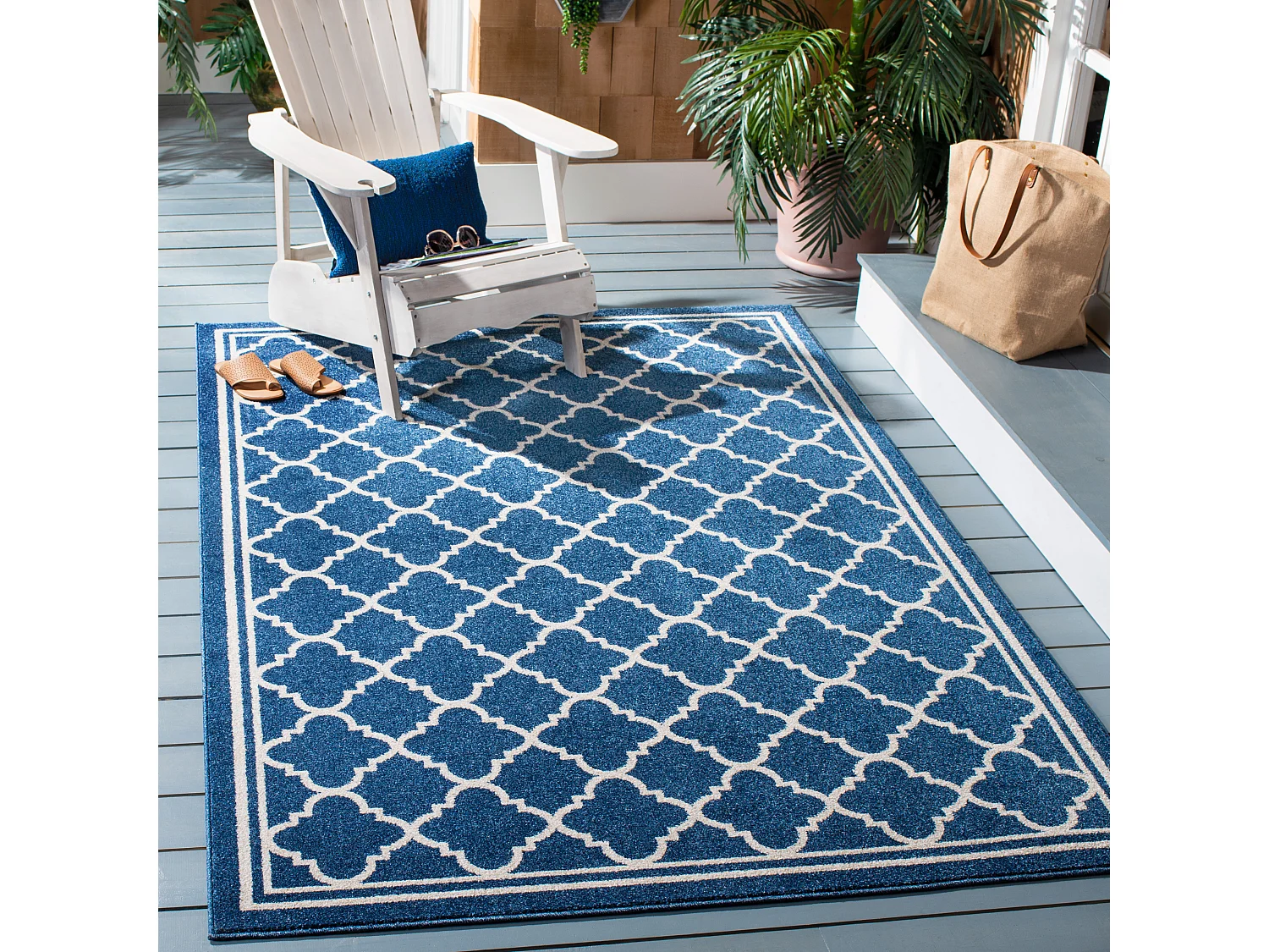 Tapis Bleu Marine/Neutre 91 X 152 cm - Aldona