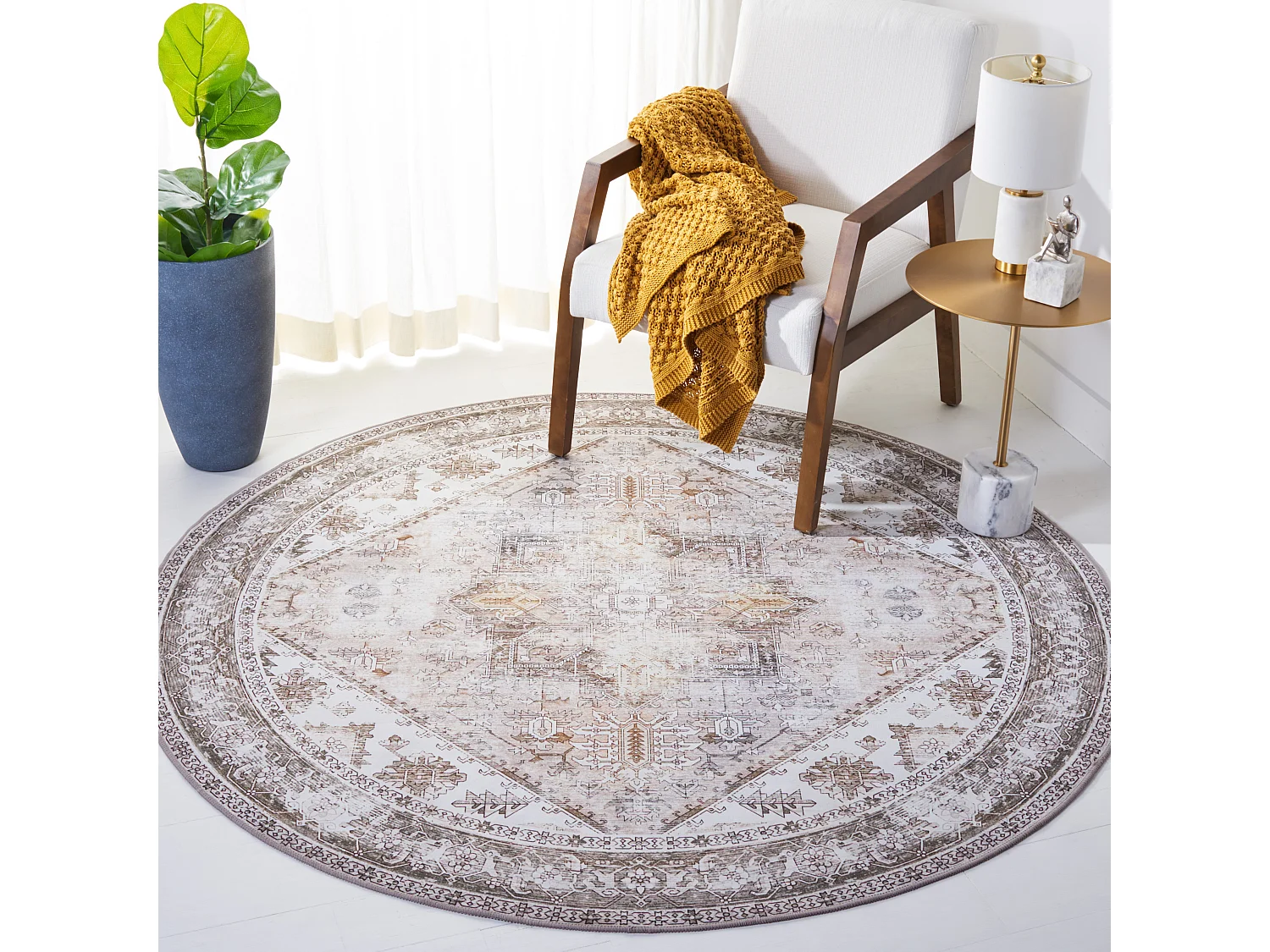 Tapis Beige/Gris 122 X 122 cm - Kushim