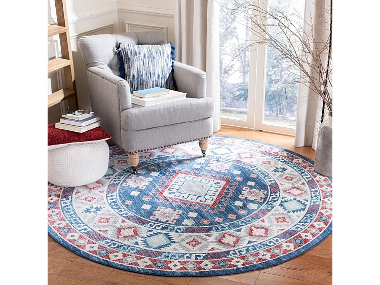 Tapis Bleu/Rouge 201 X 201 cm - Kathleen