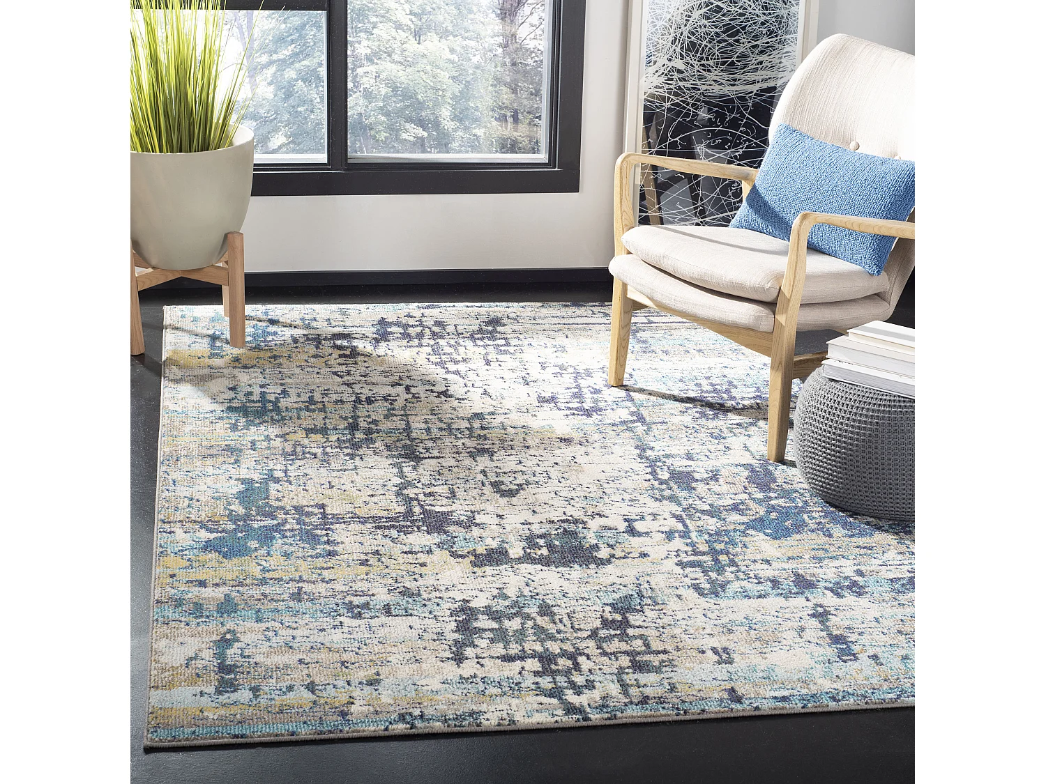Tapis Neutre/Bleu 122 X 183 cm - Madja