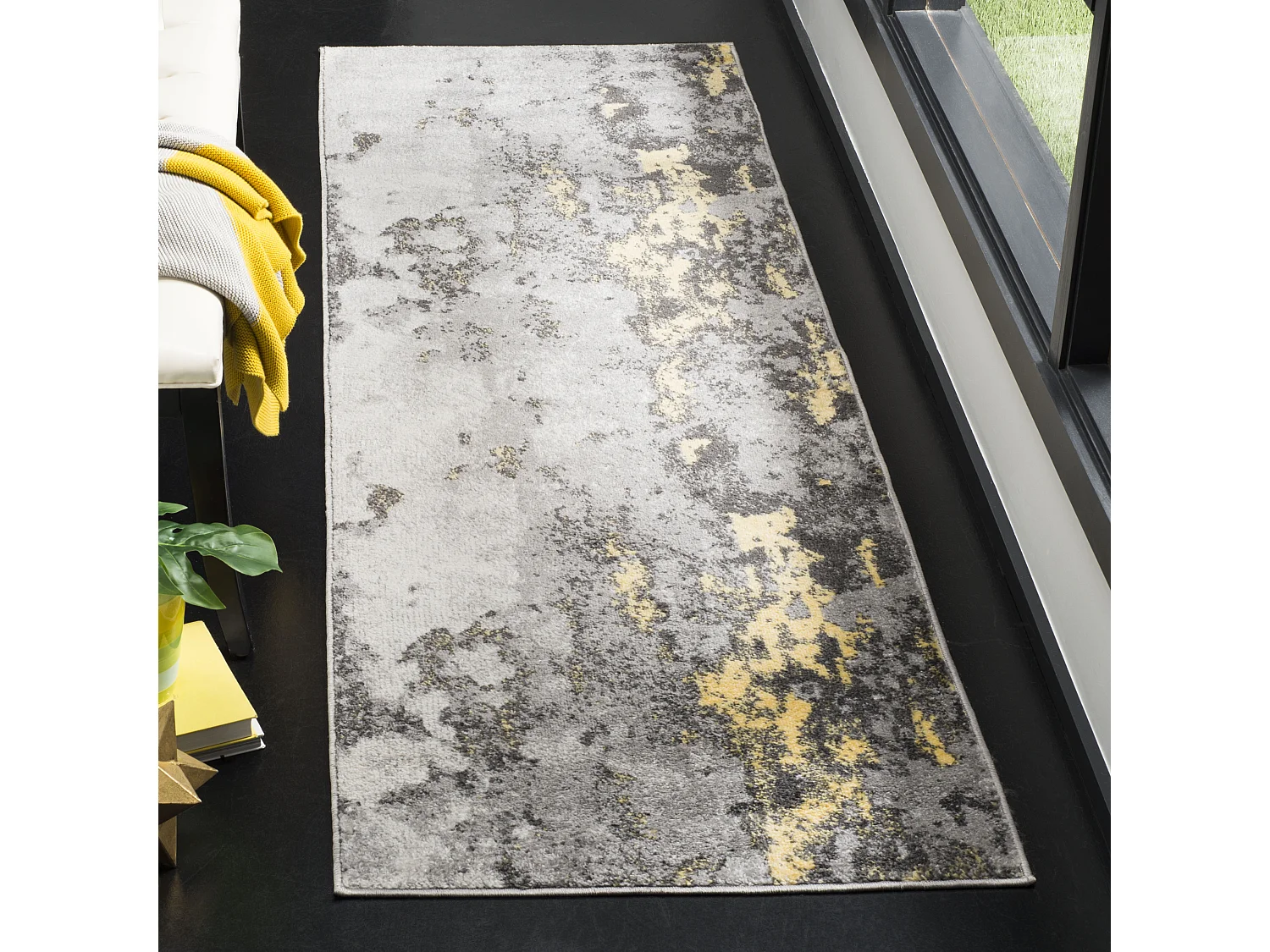 Tapis Gris/Jaune 76 X 183 cm - Evelyn