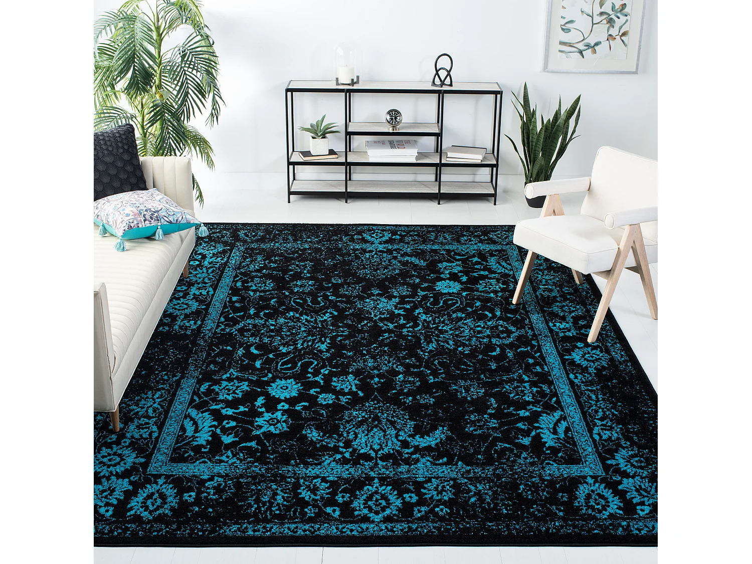 Tapis Noir/Sarcelle 235 x 305 cm - Lucinda