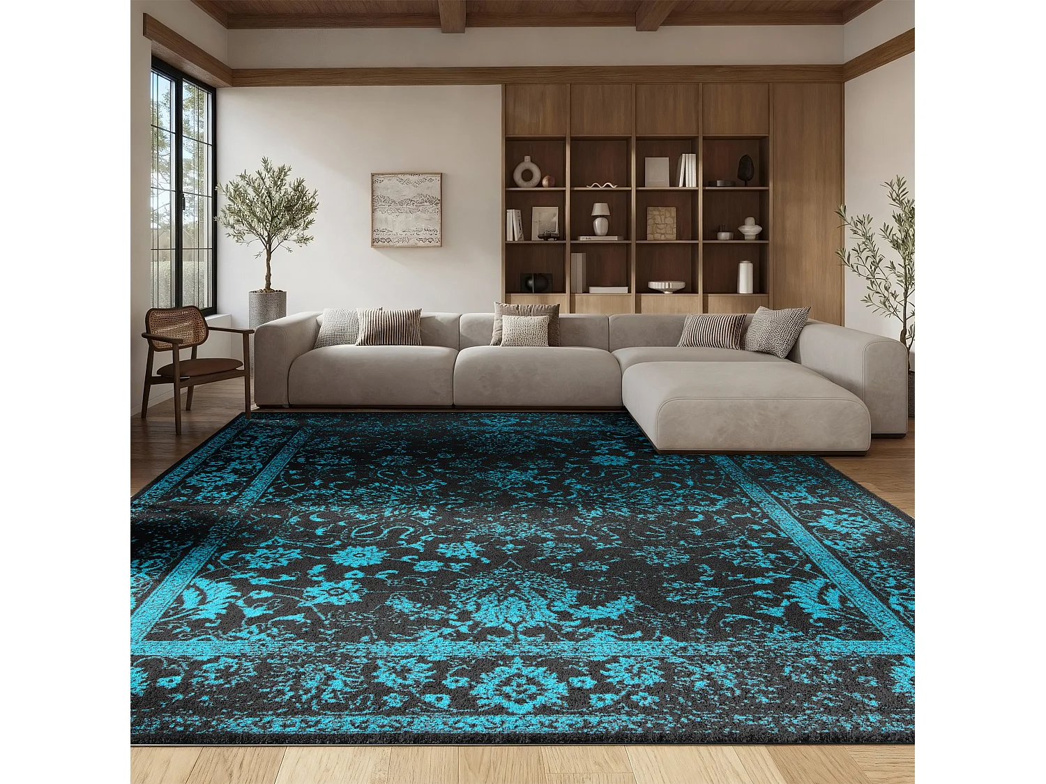 Tapis Noir/Sarcelle 235 x 305 cm - Lucinda