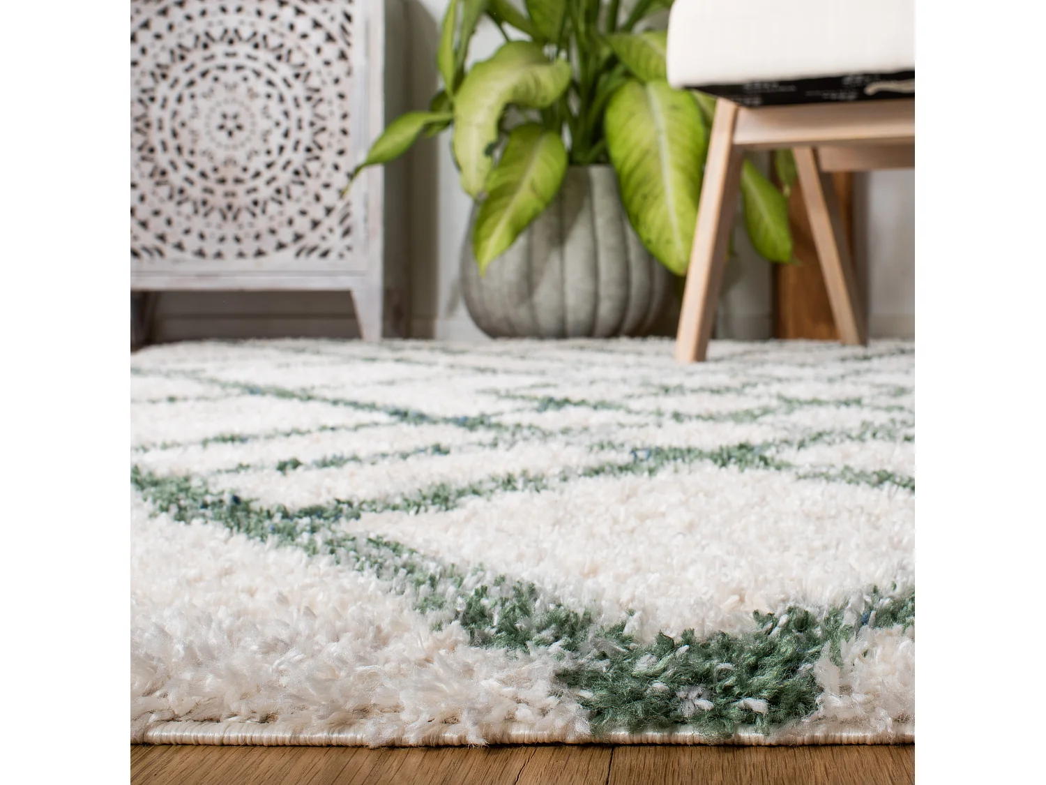 Tapis Ivoire/Vert 61 X 91 cm - Myra