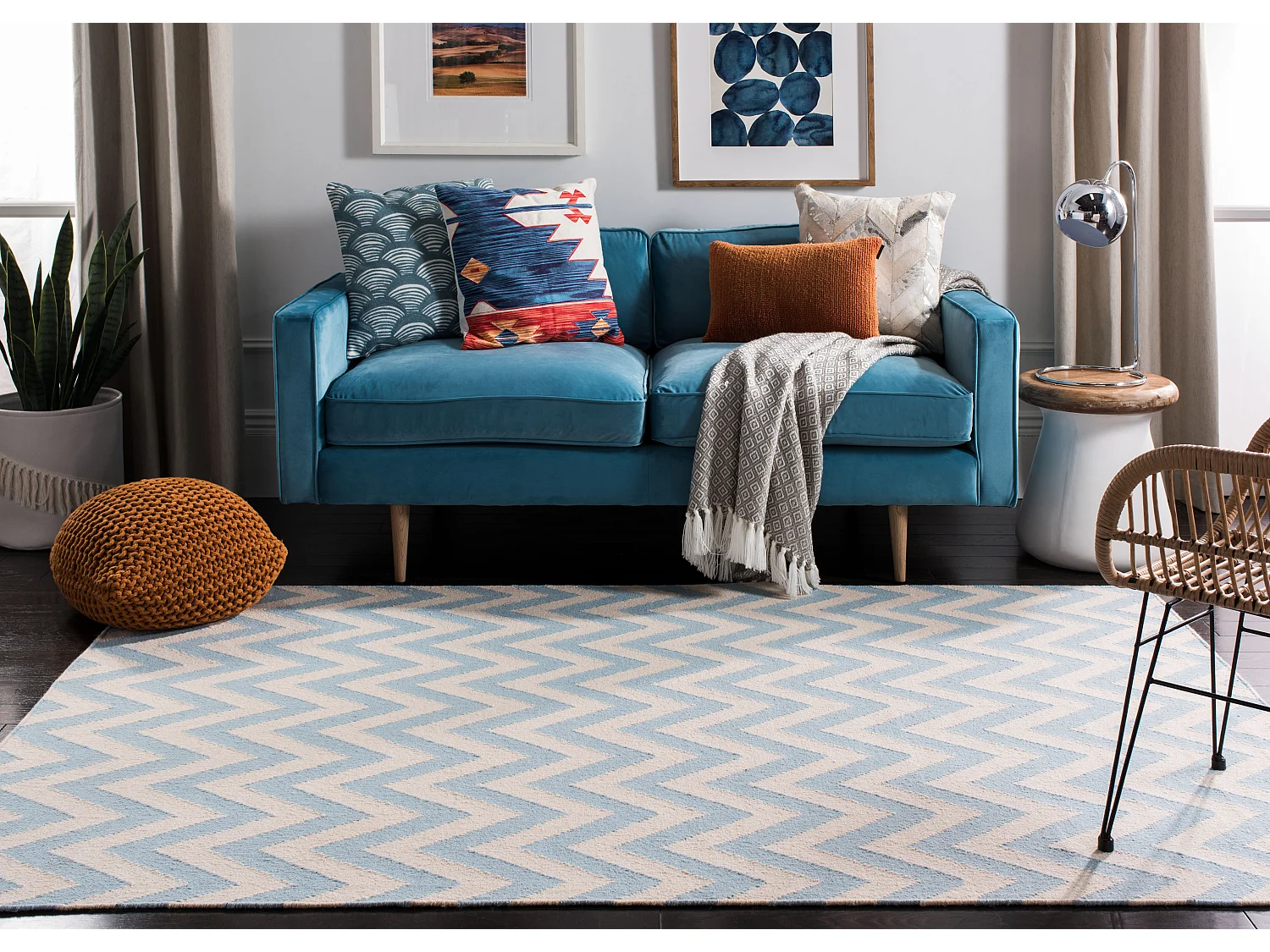 Tapis Bleu/Neutre 122 X 183 cm - Nelli