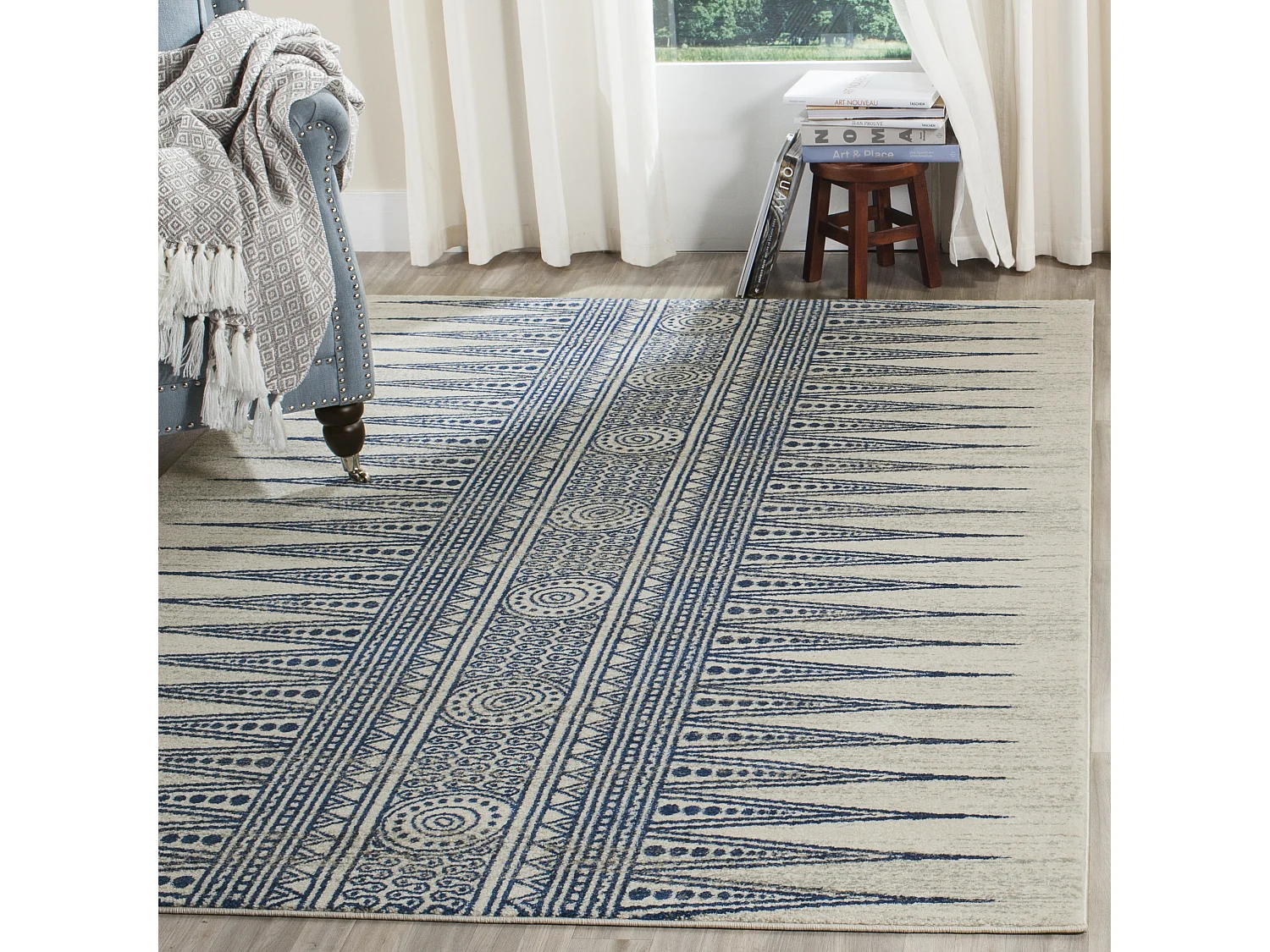 Tapis Neutre/Bleu 122 X 183 cm - Gianna