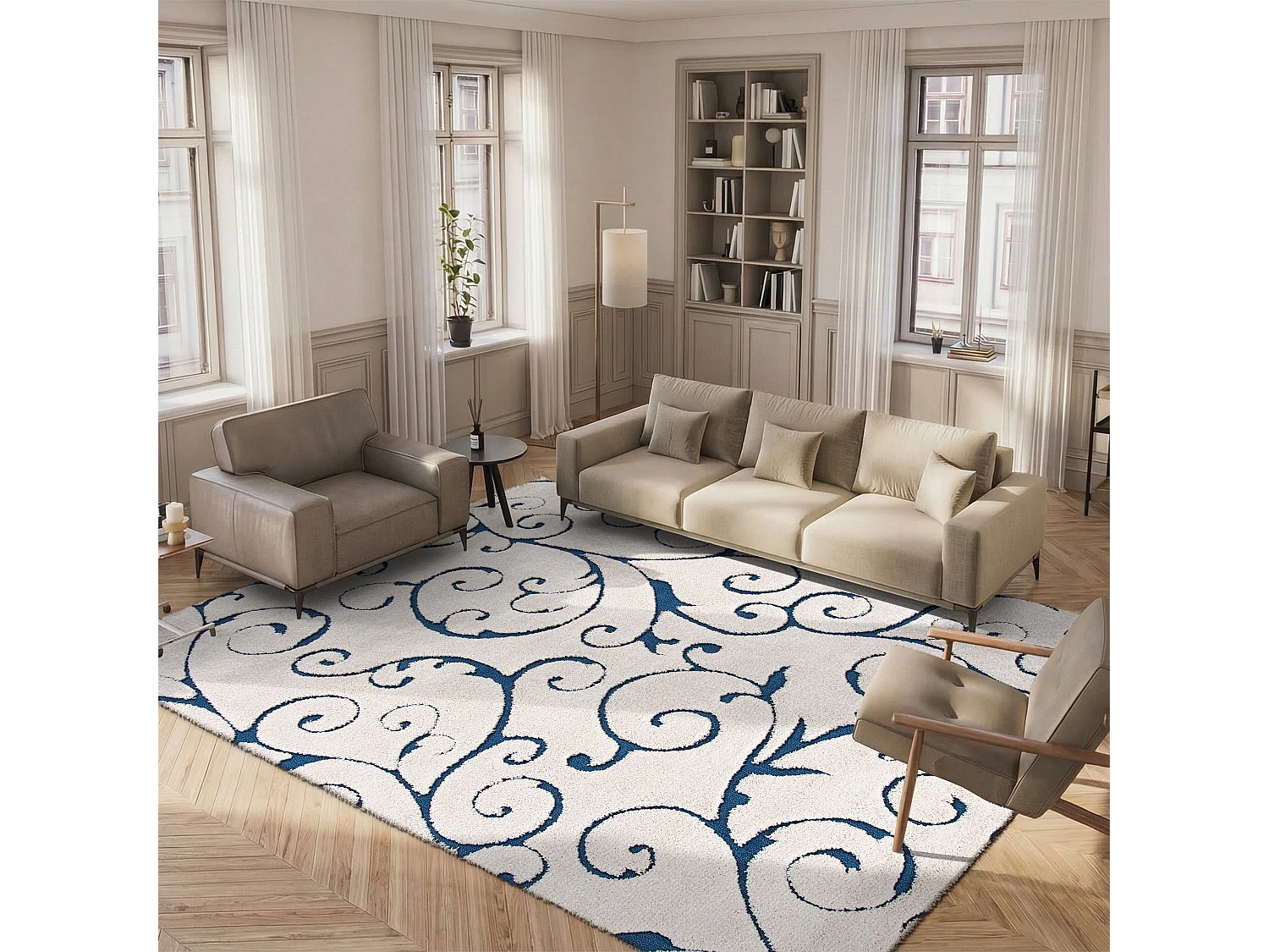 Tapis Neutre/Bleu 160 X 229 cm - Rosalind