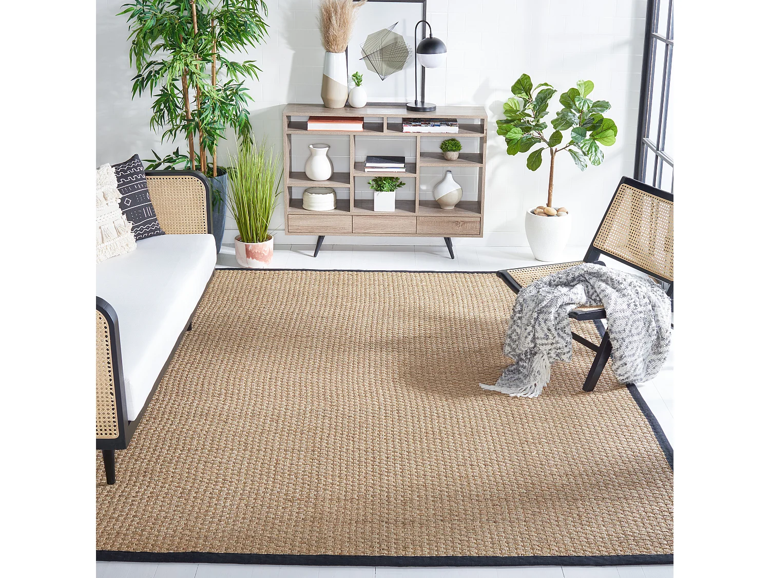 Tapis Naturel/Noir 122 X 122 cm - Roselyn