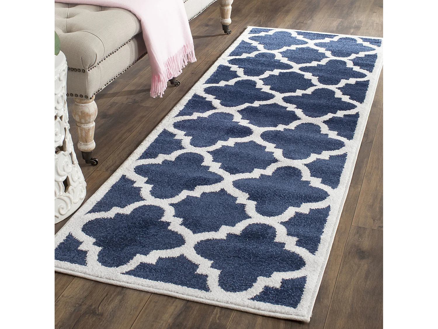 Tapis Bleu Marine/Neutre 69 X 213 cm - Natia