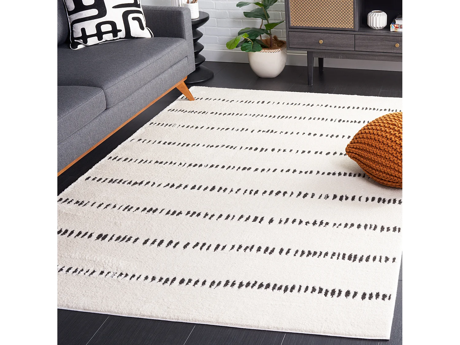 Tapis Ivoire/Noir 183 X 274 cm - Aramin