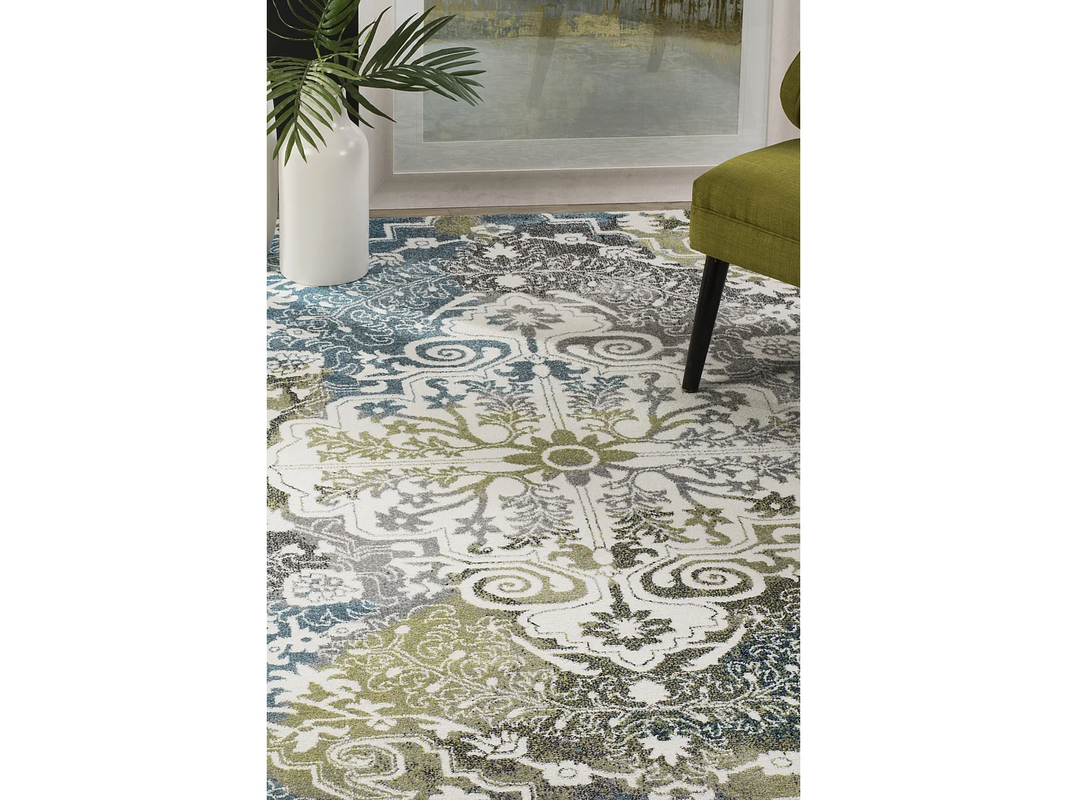 Tapis Neutre/Bleu 79 X 152 cm - Malia