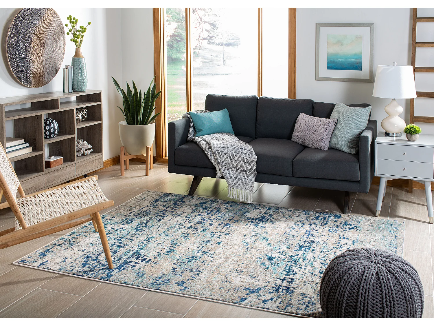 Tapis Gris/Bleu 160 X 229 cm - Manjor