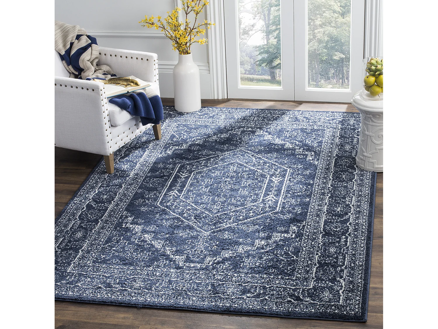 Tapis Bleu Marine/Neutre 155 X 229 cm - Arianwen