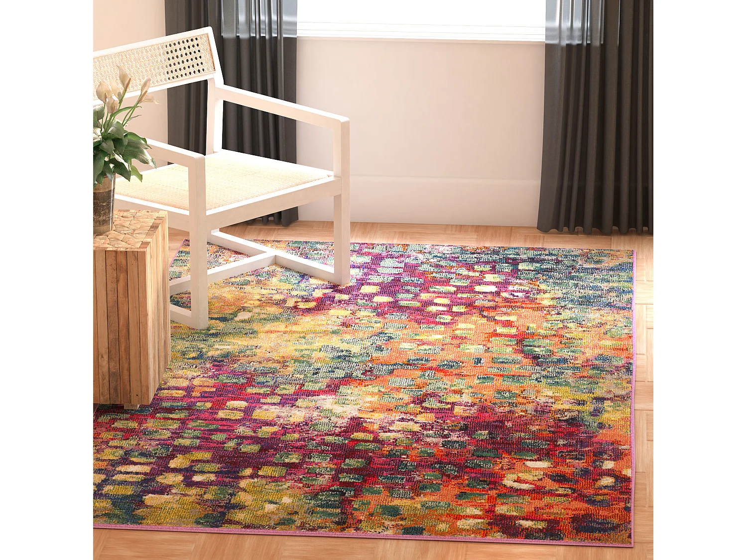 Tapis Rose/Multicolore 122 X 170 cm - Alec