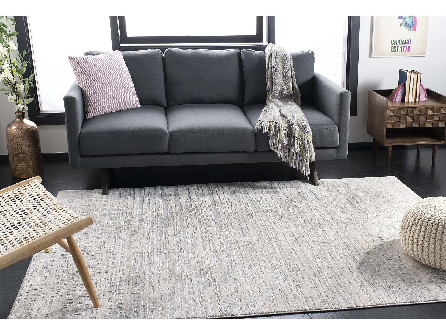 Tapis Neutre/Gris 122 X 183 cm - Talia