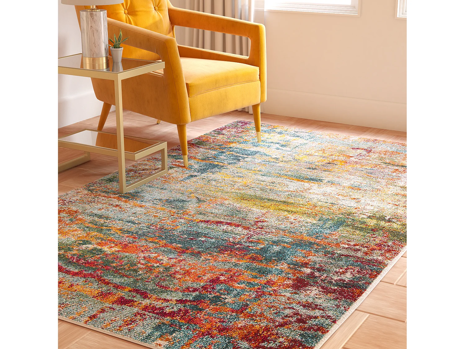 Tapis Bleu/Orange 122 X 170 cm - Arya