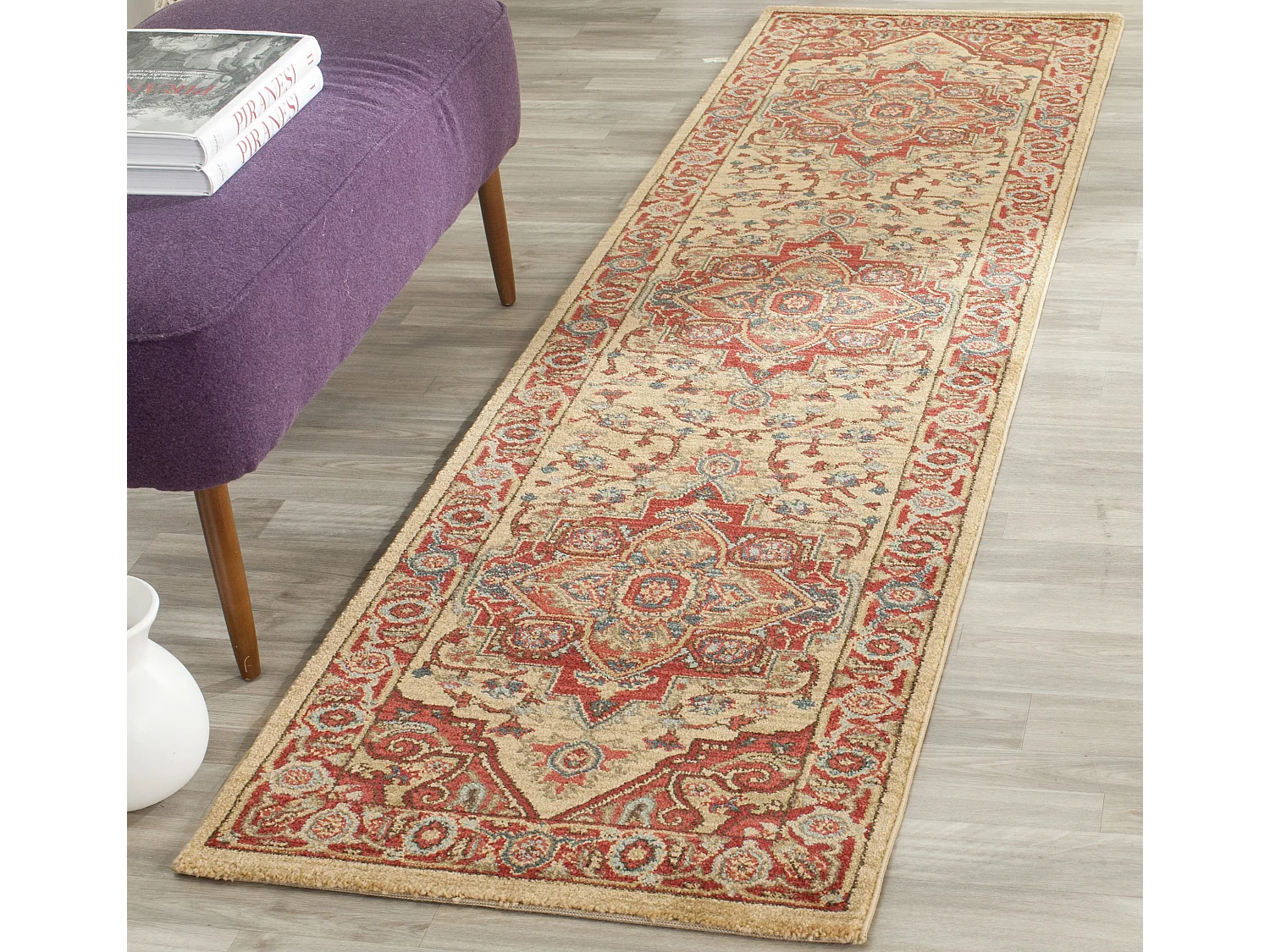 Tapis Rouge/Neutre 66 X 244 cm - Julianna