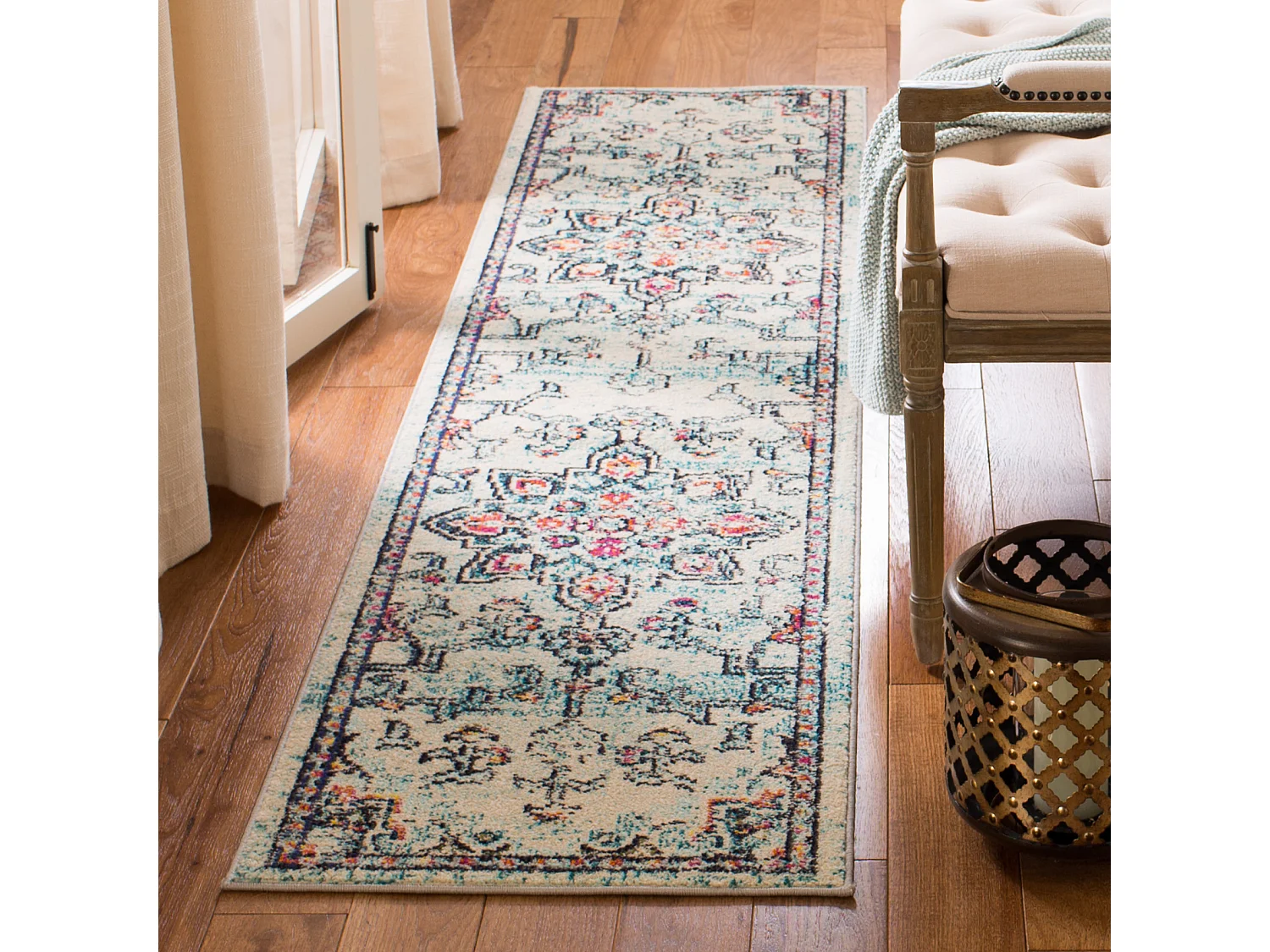 Tapis Crème/Bleu 66 X 183 cm - Malaya
