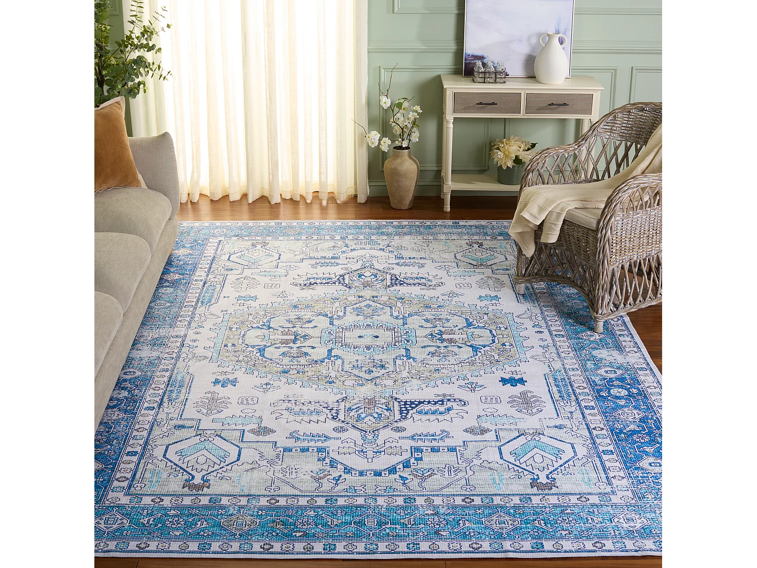 Tapis Beige/Bleu 244 X 305 cm - Lipa