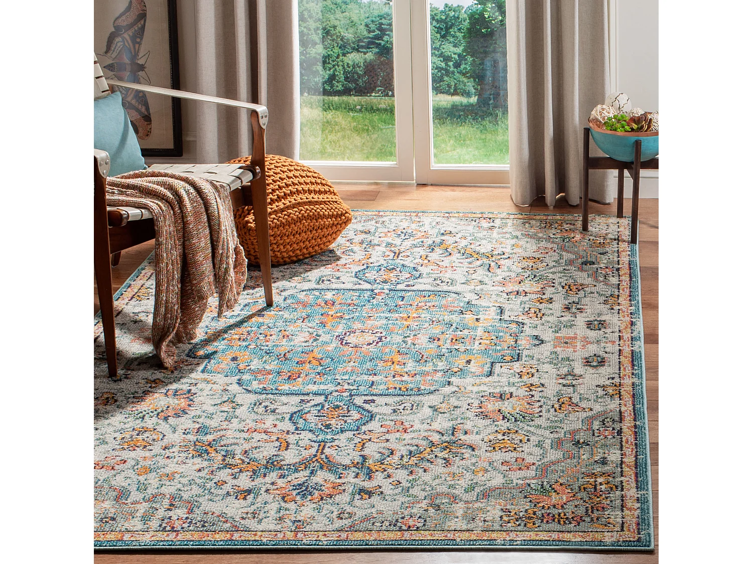 Tapis Gris/Bleu 122 X 183 cm - Maia