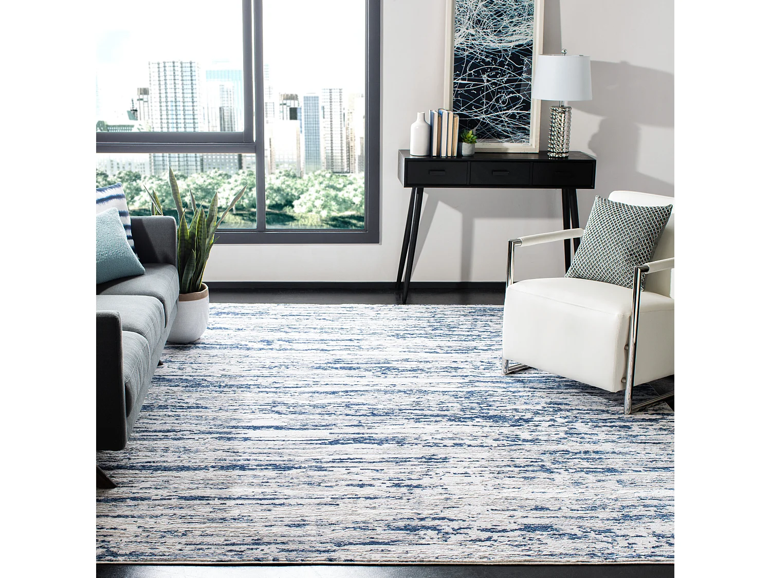 Tapis Gris/Marine 236 x 305 cm - Gabriel