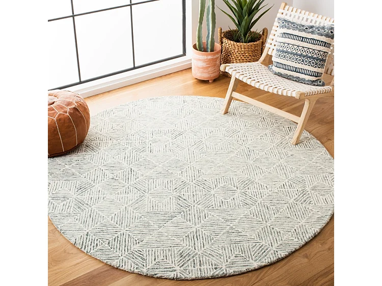 Tapis Vert/Ivoire 122 X 122 cm - Azure