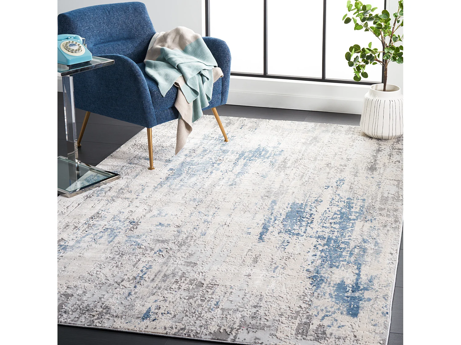 Tapis Gris/Bleu 122 X 183 cm - Cora