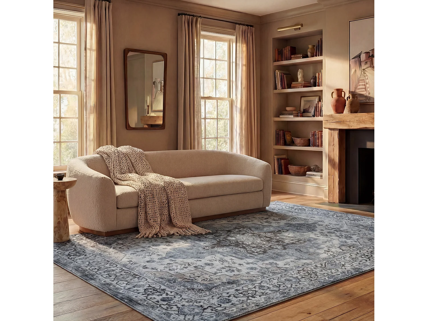 Tapis Ivoire/Bleu 244 X 305 cm - Coraline