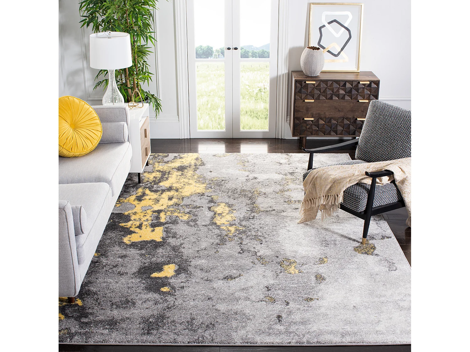 Tapis Gris/Jaune 235 x 305 cm - Evelyn