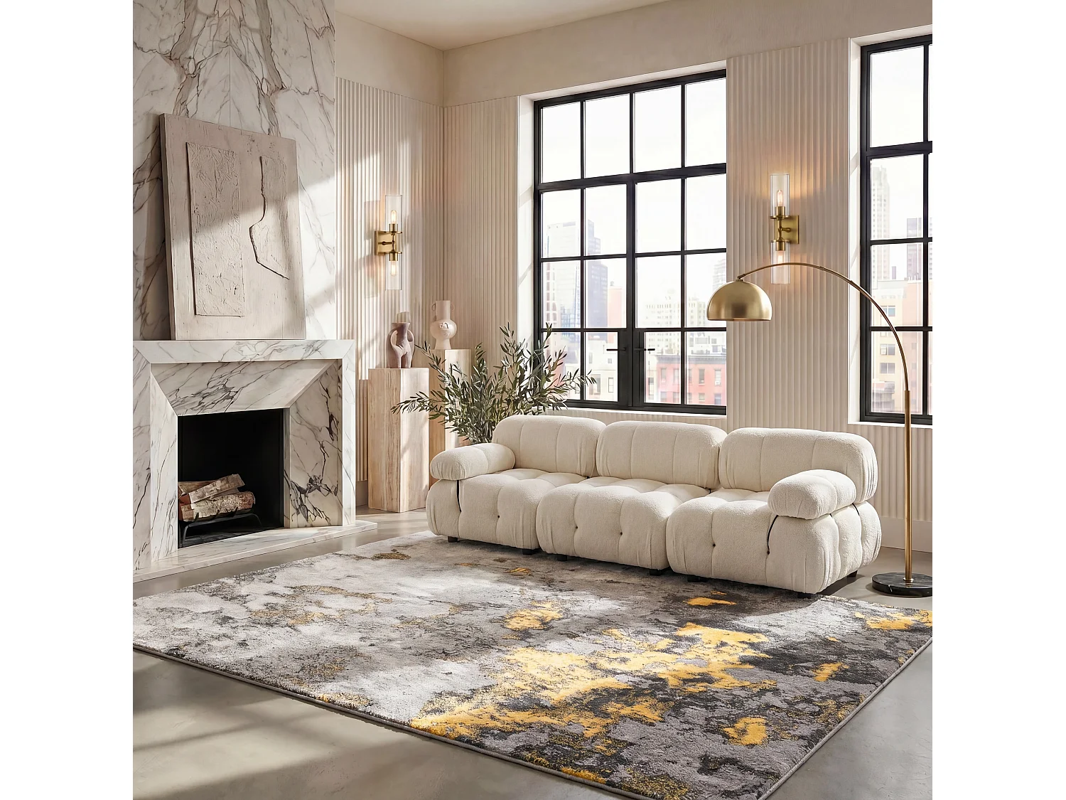 Tapis Gris/Jaune 235 x 305 cm - Evelyn