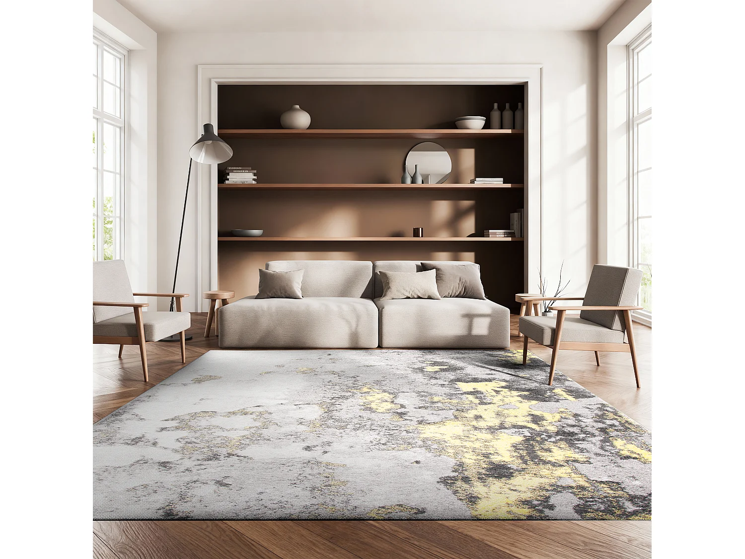 Tapis Gris/Jaune 235 x 305 cm - Evelyn