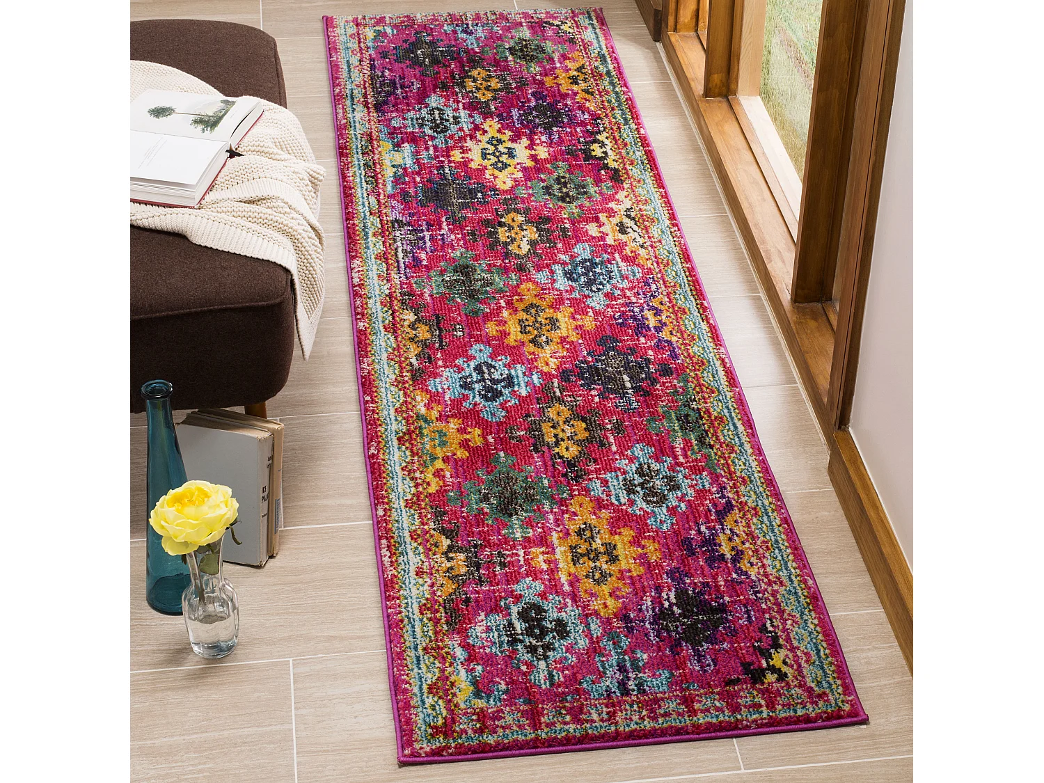 Tapis Rose/Multicolore 66 X 244 cm - Lunya