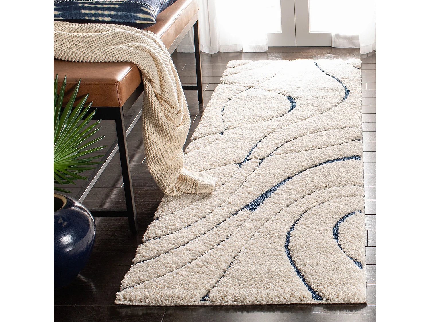 Tapis Crème/Bleu 69 X 213 cm - Naples