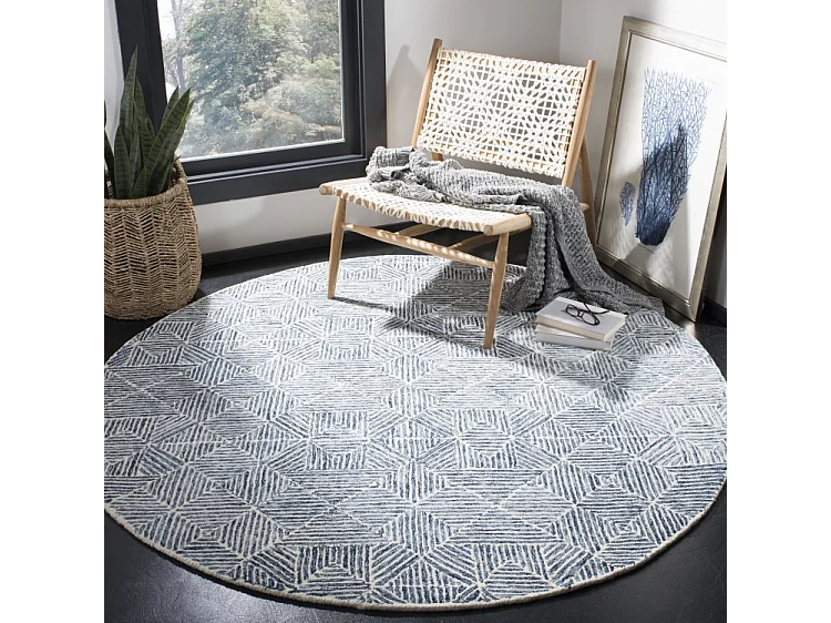 Tapis Bleu/Ivoire 122 X 122 cm - Azure