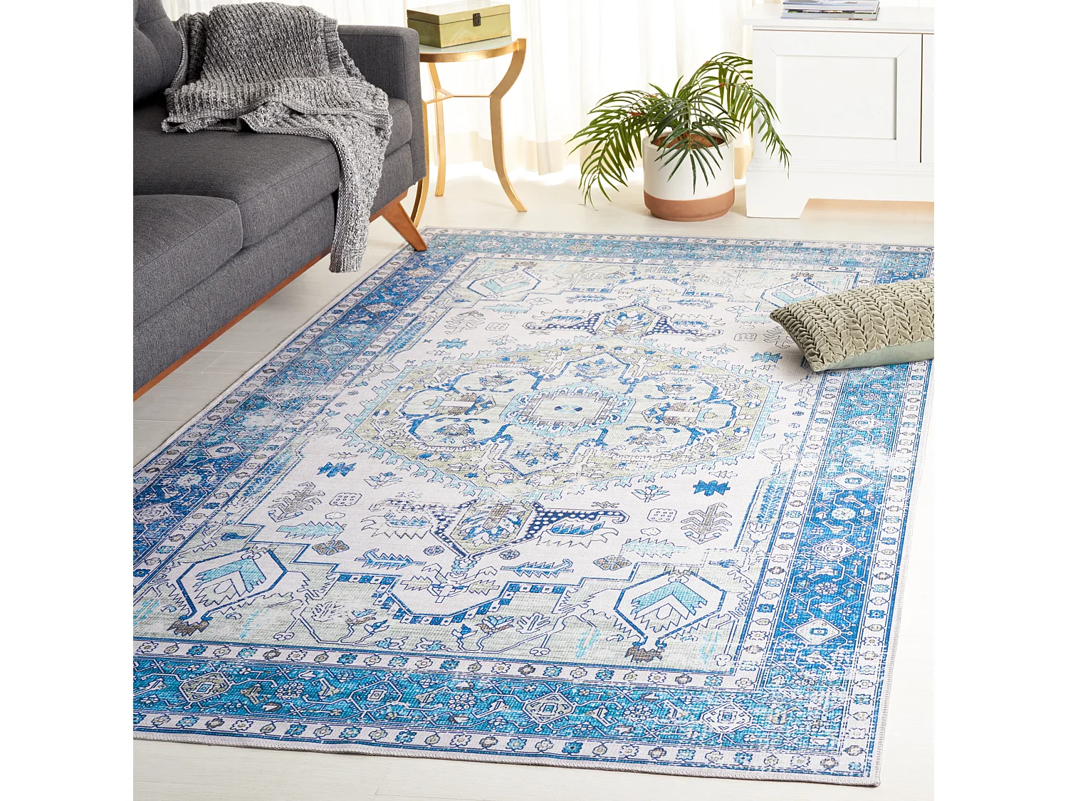 Tapis Beige/Bleu 152 X 244 cm - Lipa